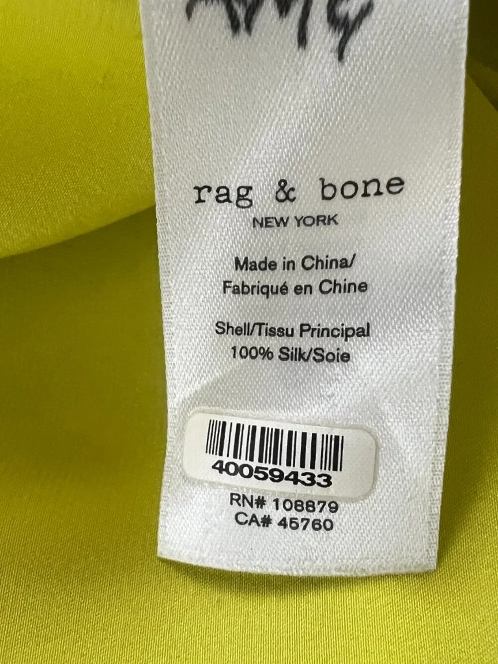 Rag & Bone Chartreuse 100% Silk Cami & Midi Skirt Set